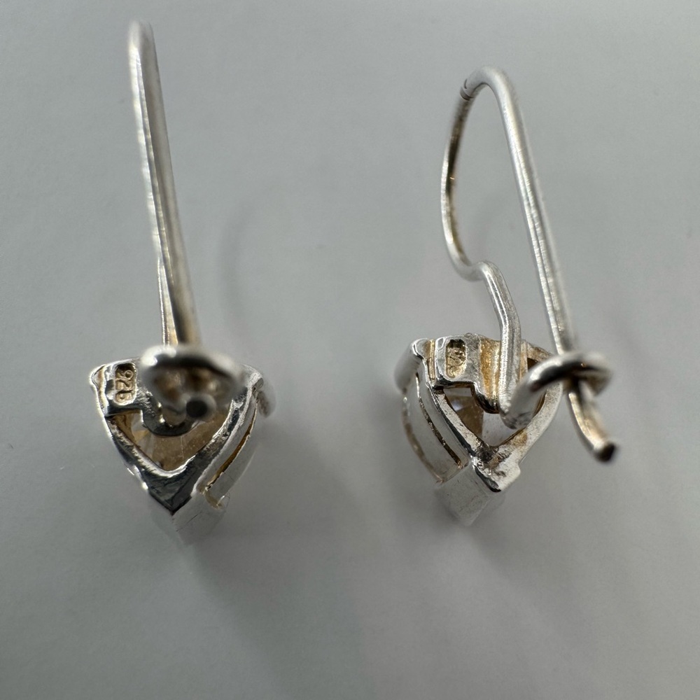 925 Silver Heart CZ Drop Earrings - Picture 5 of 13
